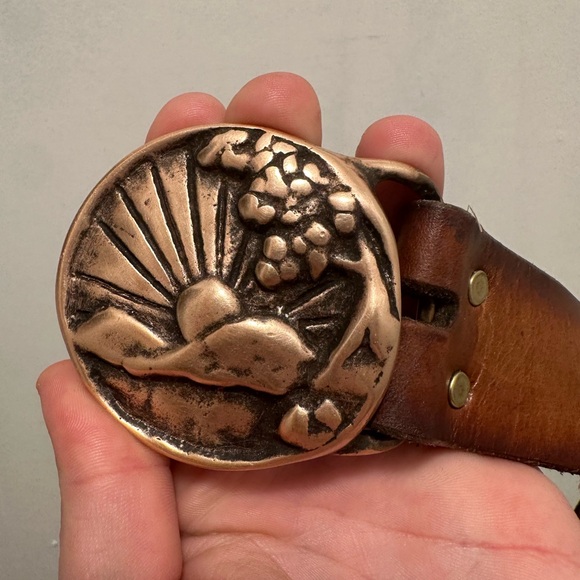 TECH ETHER ABSTRACT COLORADO SUN BRASS HIPPIE BELT BUCKLE! VINTAGE! RARE! 1970s main image 11